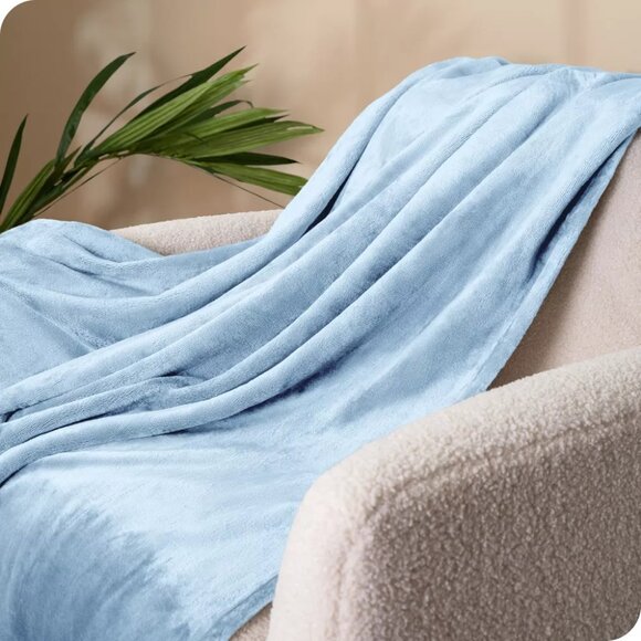 NEW Light Blue Microplush Fleece Bed Blanket by Bare Home - Picture 7 of 11